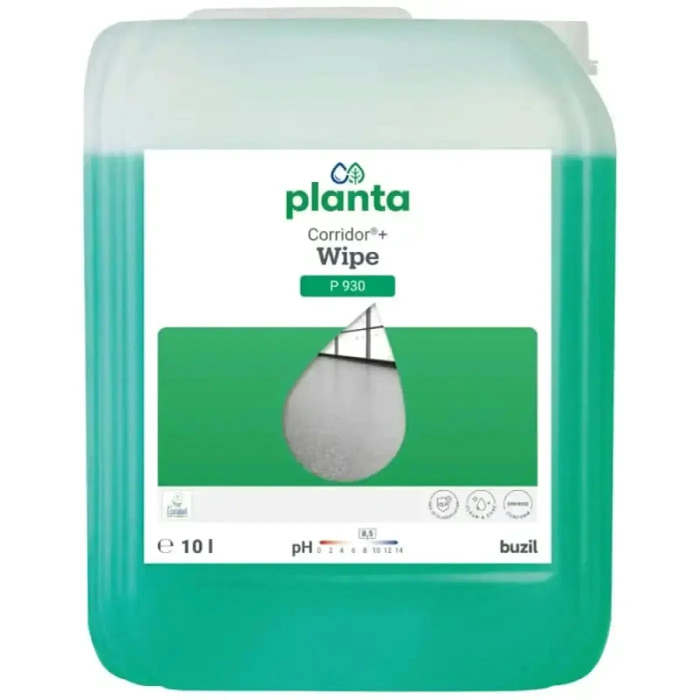 Buzil Planta Corridor Wipe P930, 10-litrowy kanister z zielonym koncentratem do mycia podłóg