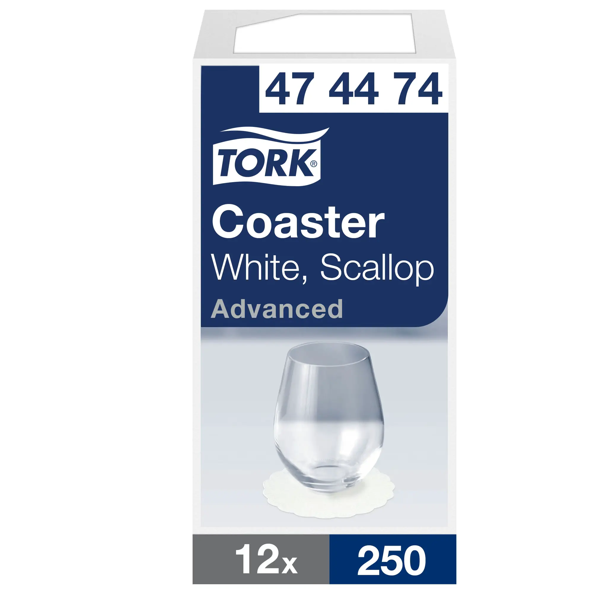 Tork biała rozetka, opakowanie jednostkowe 474474 Coaster Advanced z wizualizacją szklanki