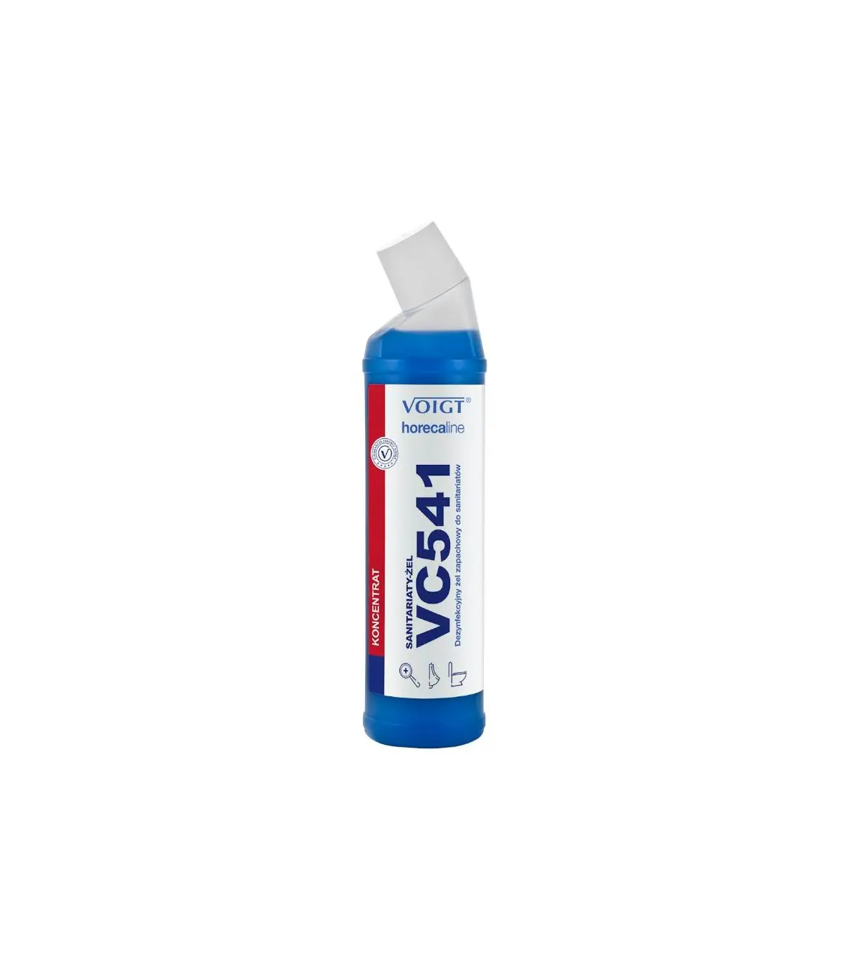 Żel do dezynfekcji sanitariatów Voigt H541 VC-541, niebieska butelka 750 ml z profilowaną szyjką ułatwiającą aplikację