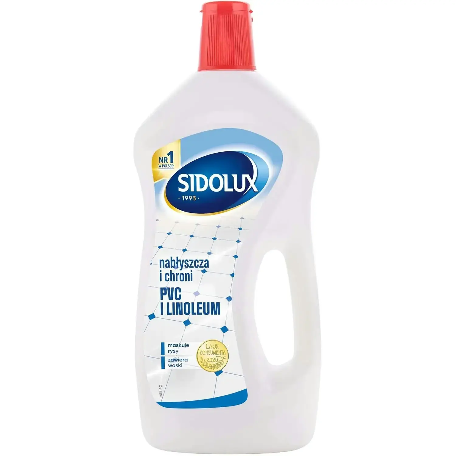Sidolux do mycia PCV 750ml, widok z przodu na białą butelkę z czerwoną nakrętką