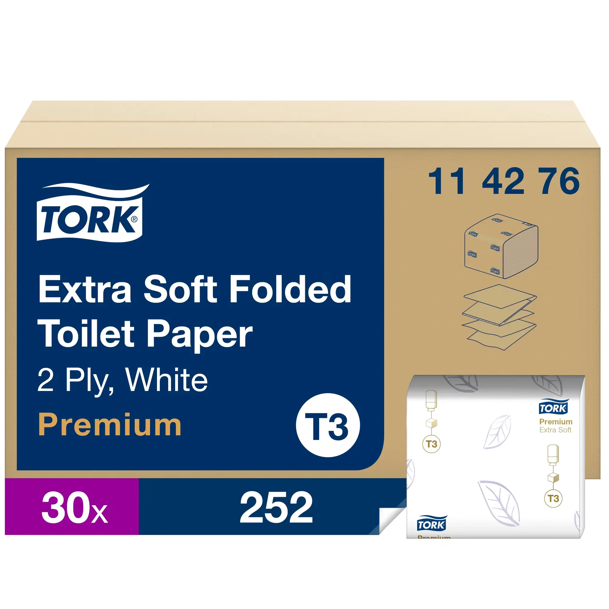 Tork ekstra miękki papier toaletowy w składce, opakowanie zbiorcze 30 bind po 252 listki, system T3