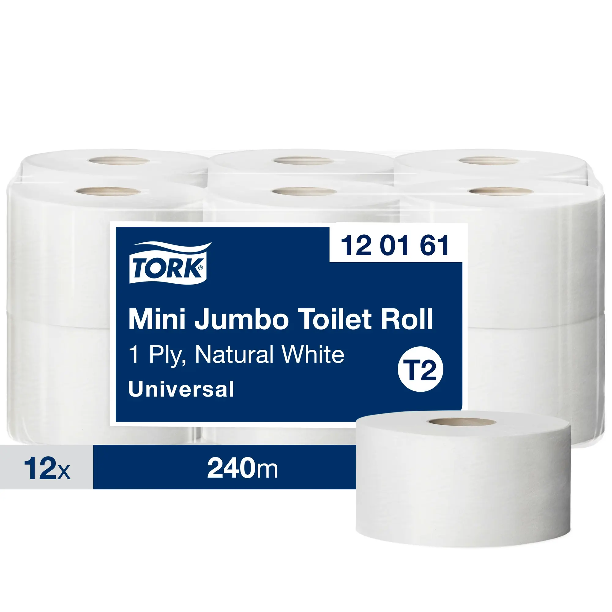 Tork papier toaletowy mini jumbo Universal, opakowanie zbiorcze 12 rolek z etykietą T2