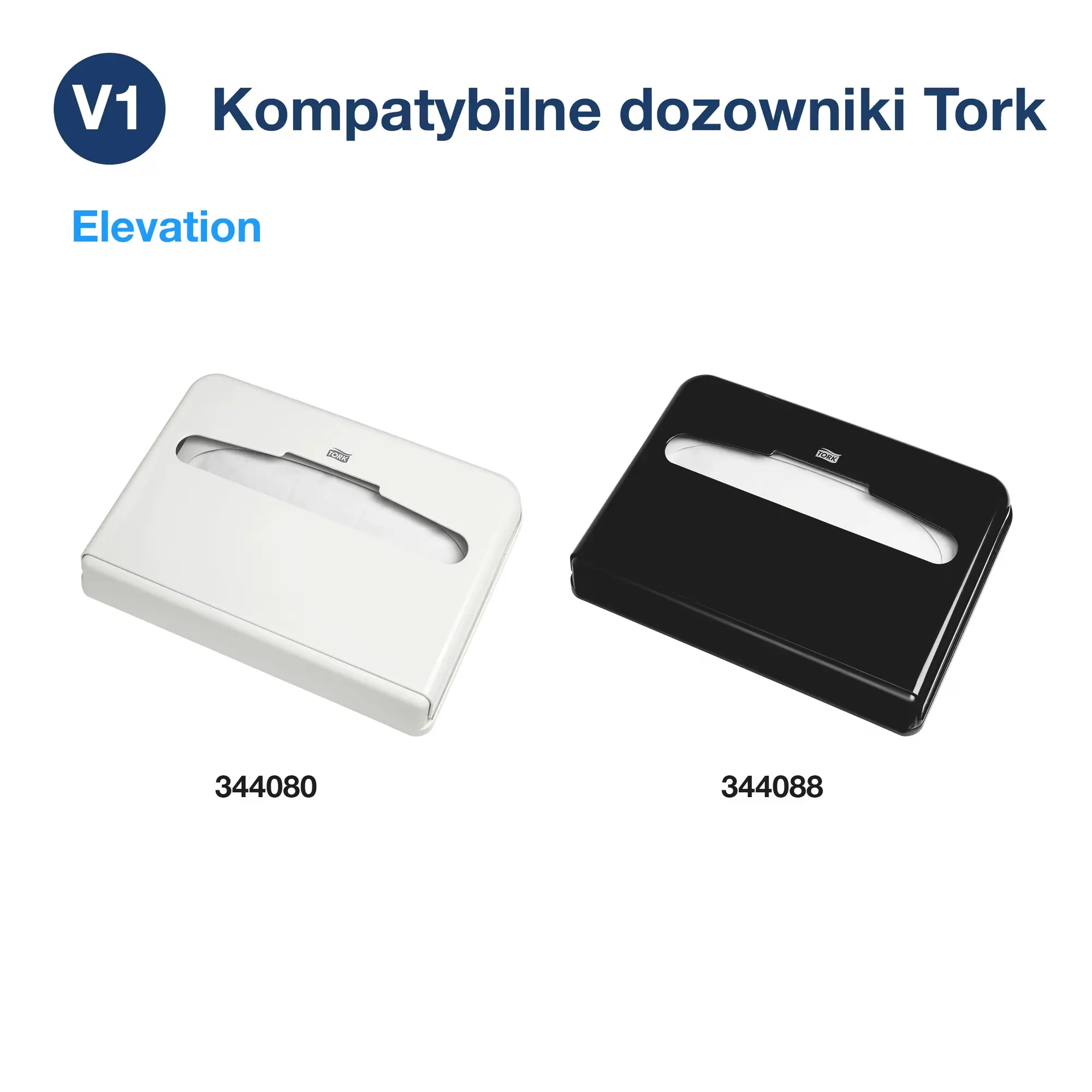 Tork nakładki sedesowe, kompatybilne dozowniki Elevation w kolorze białym 344080 i czarnym 344088