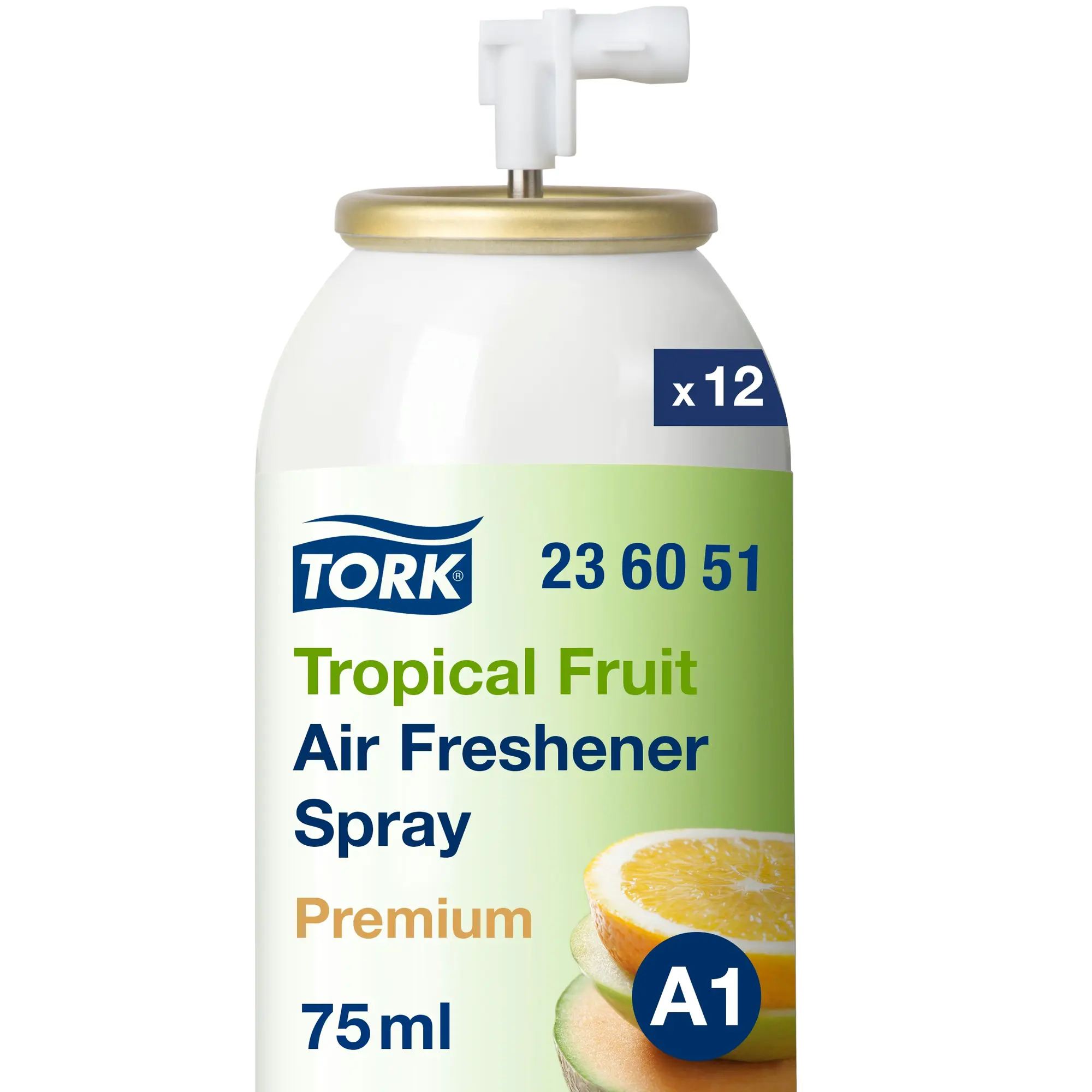 Tork odświeżacz powietrza w sprayu o zapachu owoców tropikalnych, puszka 75ml z oznaczeniem x12 sztuk