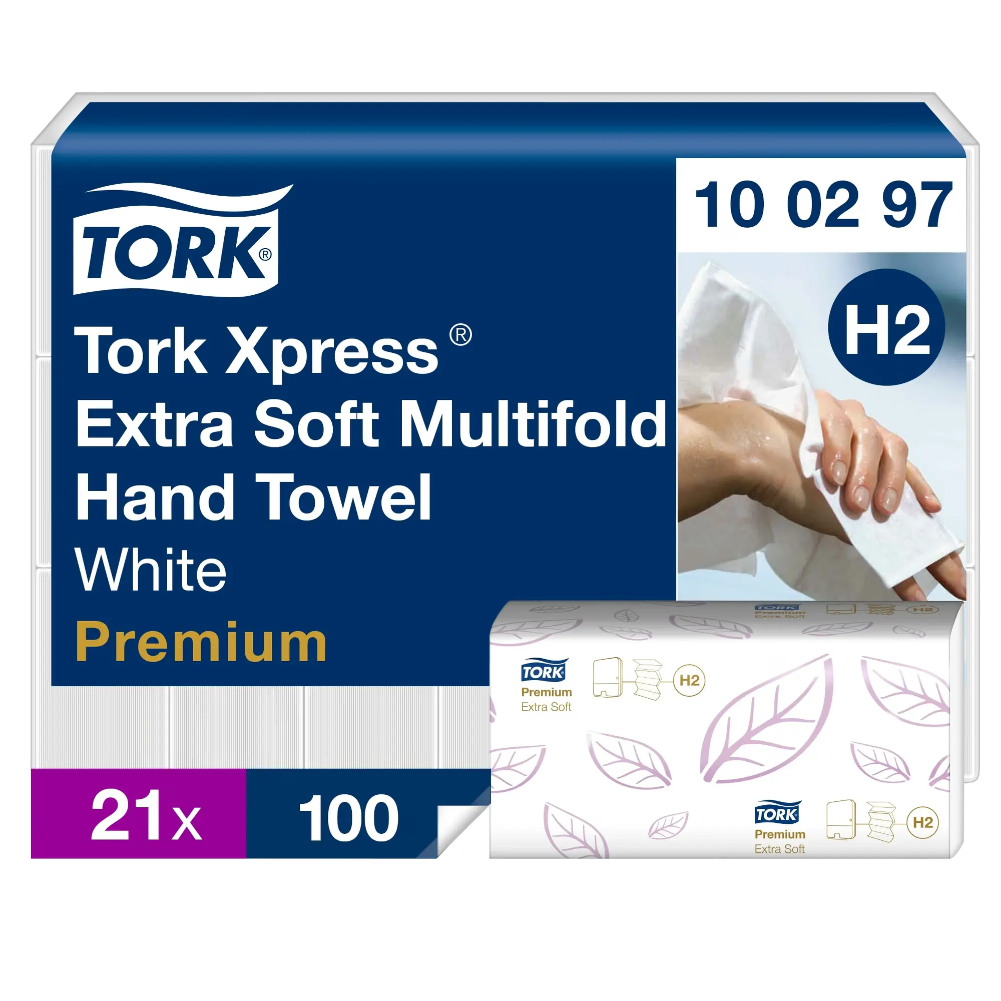 Tork Xpress 100297, opakowanie zbiorcze 21 paczek po 100 listków, system H2 Premium