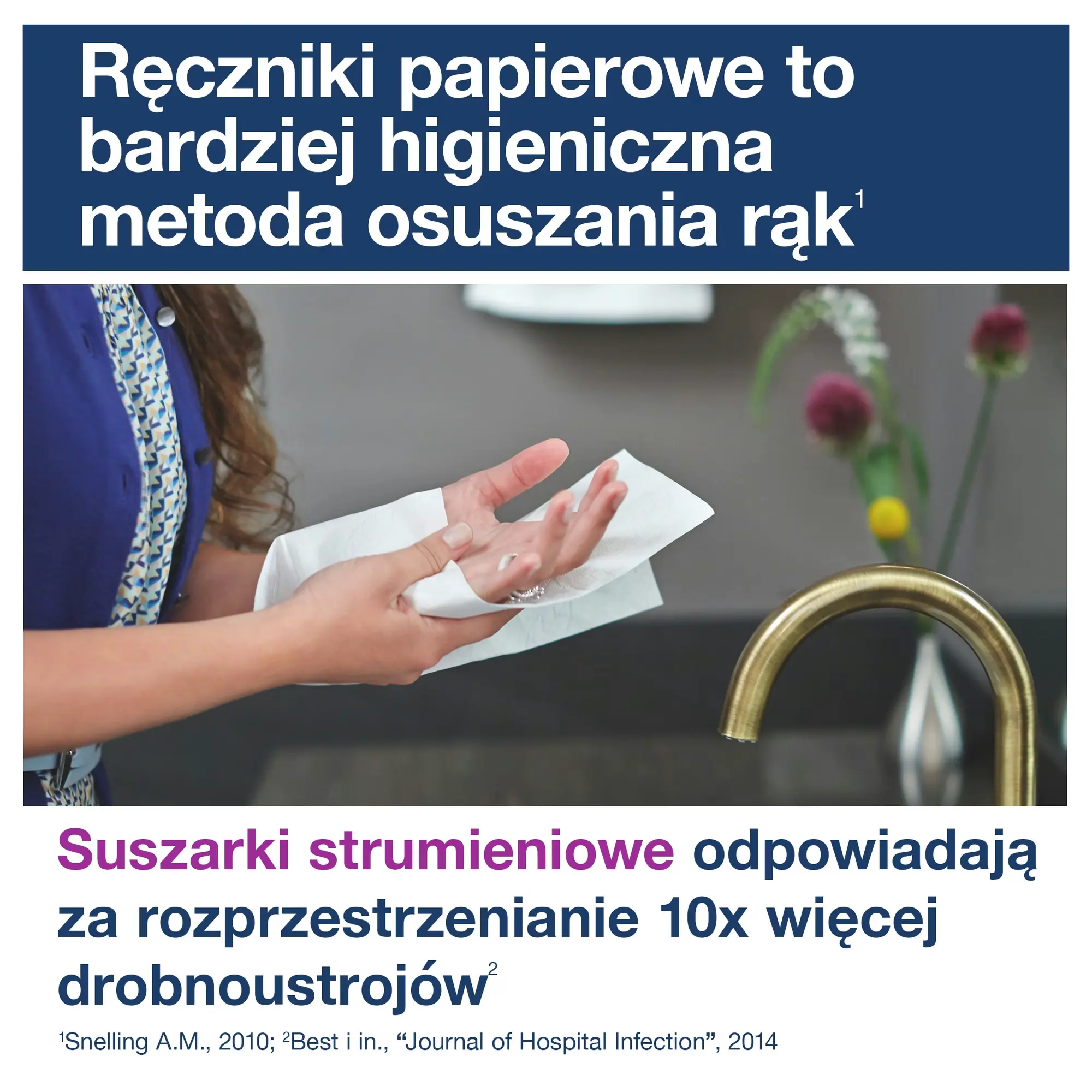 Tork Matic® dozownik do ręczników papierowych w roli, osoba osuszająca dłonie białym ręcznikiem papierowym przy kranie