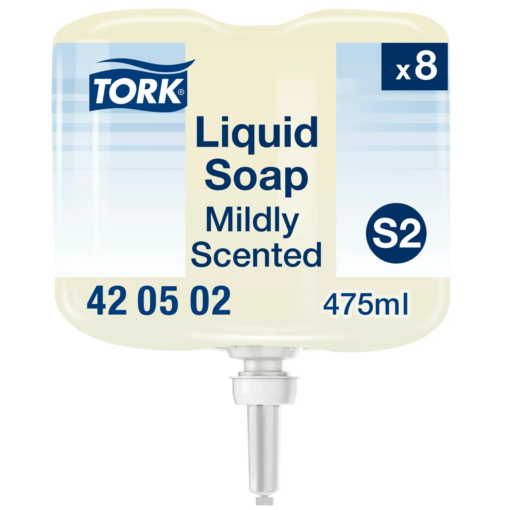 Tork delikatnie perfumowane mydło w płynie mini, wkład 475ml system S2 z widocznym dozownikiem