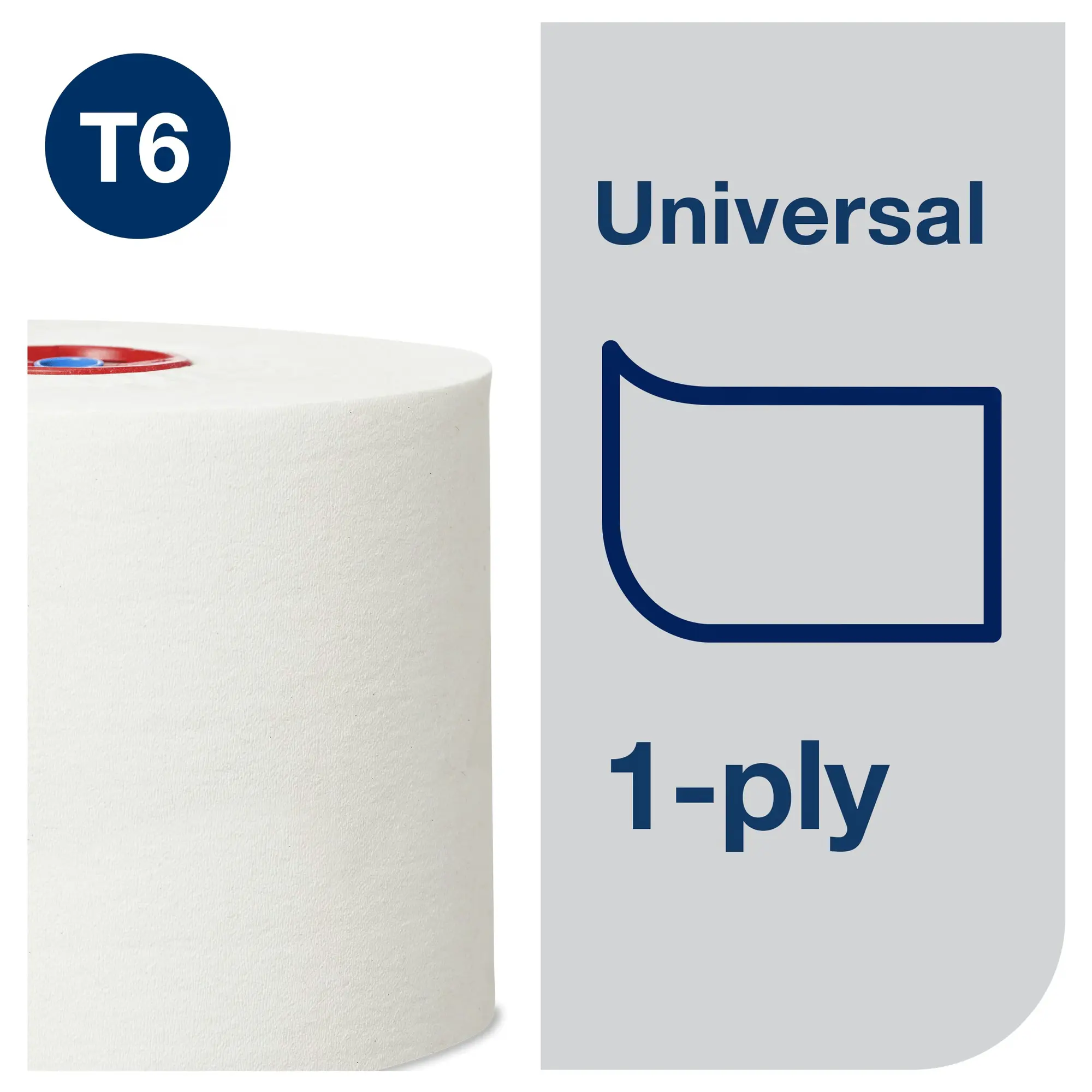 Tork Mid-size papier toaletowy, zbliżenie na strukturę 1-warstwowego papieru Universal
