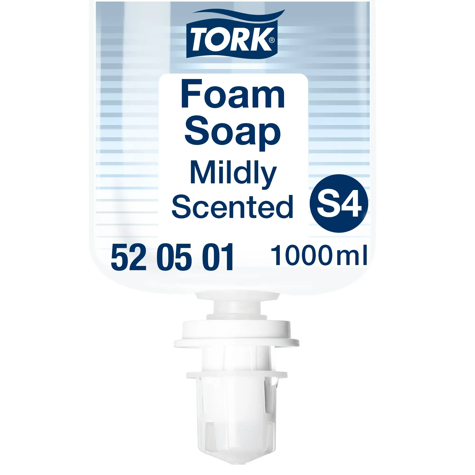 Tork delikatnie perfumowane mydło w pianie S4, etykieta produktu z numerem artykułu 52 05 01 na białym tle