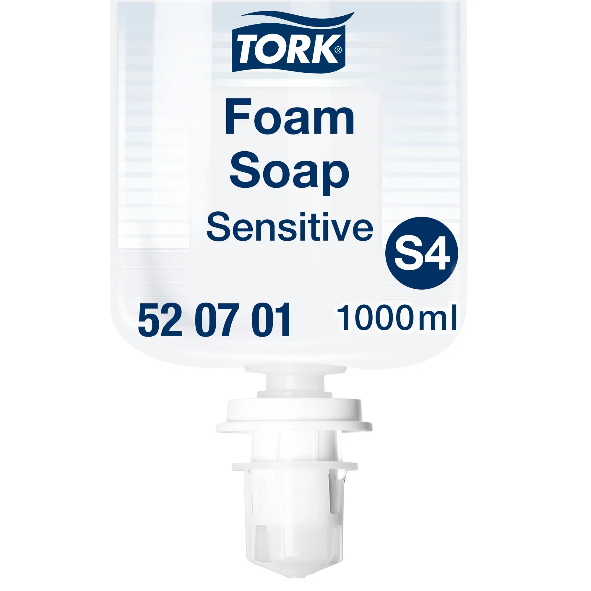 Tork łagodne mydło w pianie do rąk S4 520701, zbliżenie na etykietę Foam Soap Sensitive 1000ml