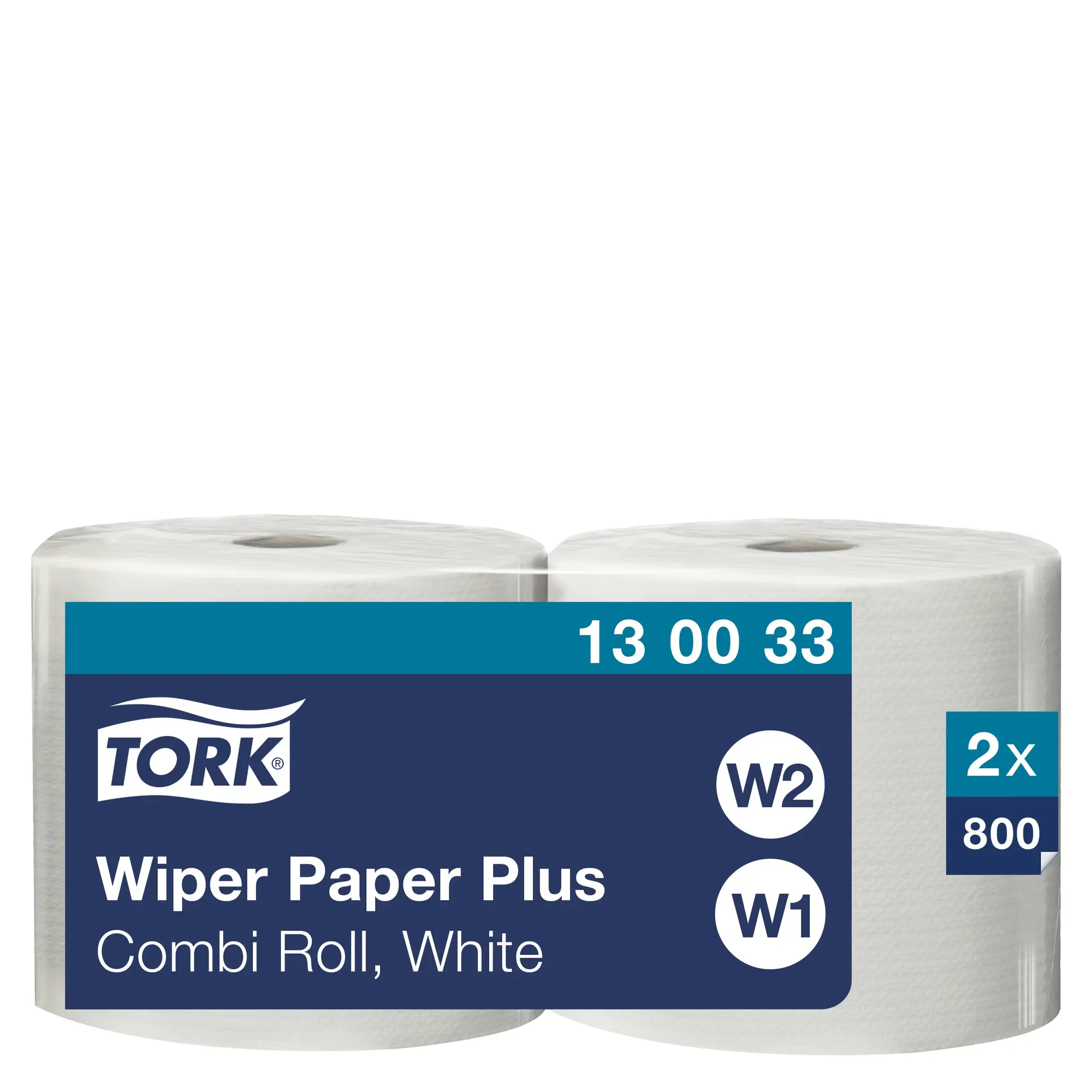 Tork czyściwo papierowe do średnich zabrudzeń, dwie białe rolki Wiper Paper Plus w opakowaniu 130033