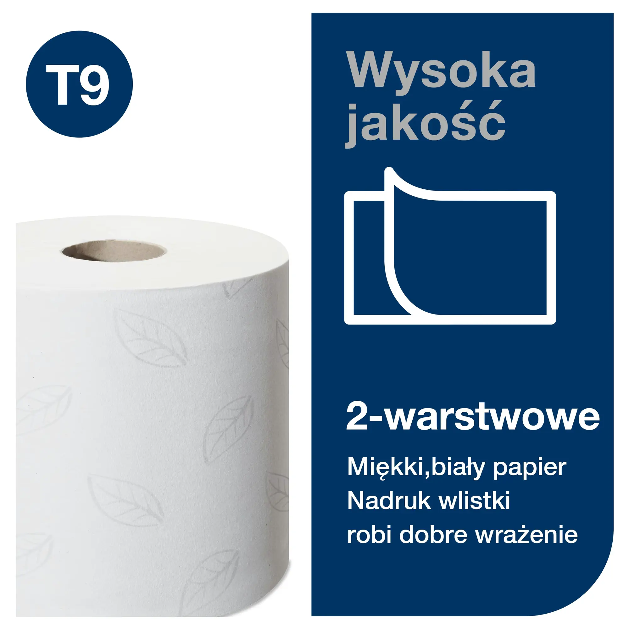 Papier toaletowy Tork SmartOne® Mini T9, rolka dwuwarstwowa z dekoracyjnym nadrukiem w listki