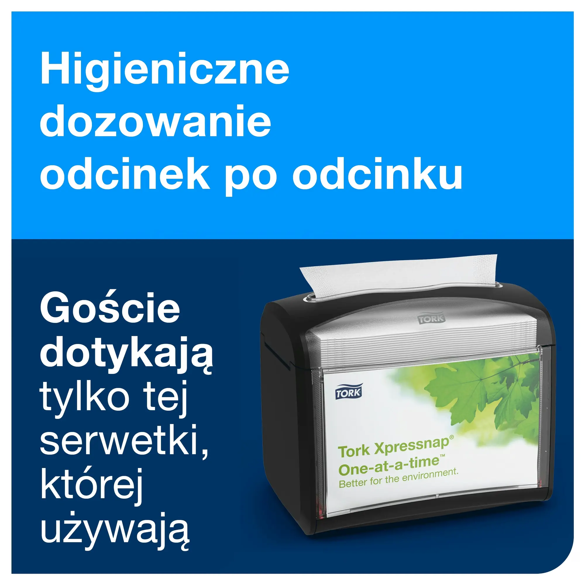 Serwetki Tork Xpressnap® N4 10840, czarny dozownik nablatowy z systemem dozowania odcinek po odcinku