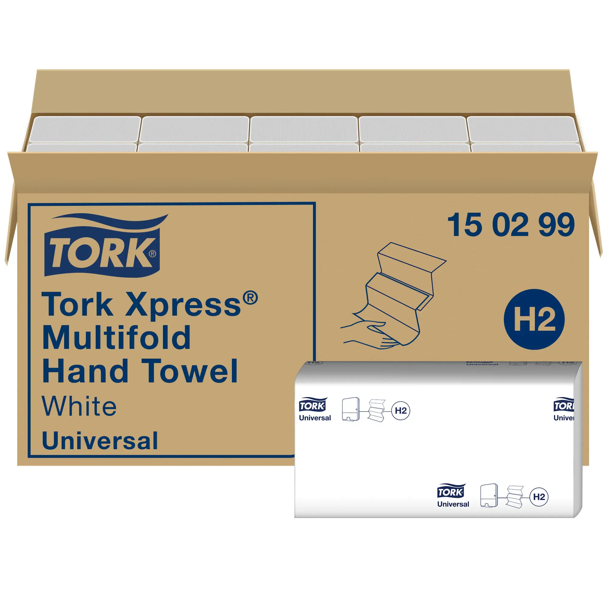 Tork Xpress® ręcznik Multifold, karton zbiorczy 150299 i pojedyncza binda ręczników papierowych