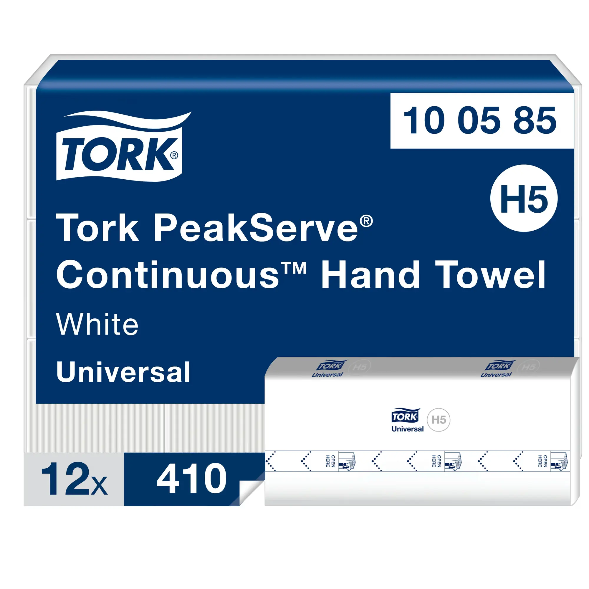Tork PeakServe® niekończący się ręcznik do rąk 100585, opakowanie zbiorcze 12x410 listków i pojedynczy wkład