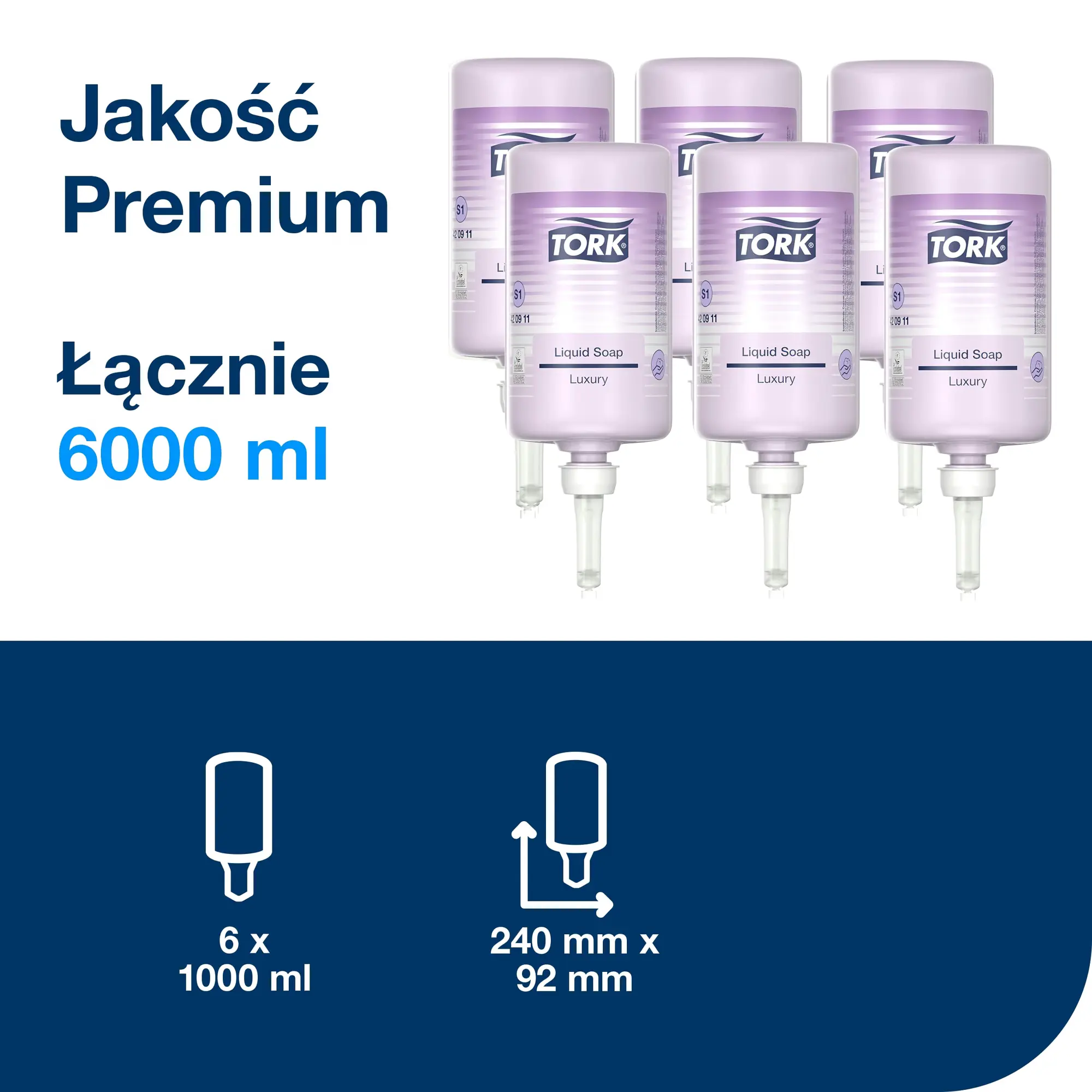 Tork luksusowe mydło w płynie S1, opakowanie zbiorcze 6 sztuk o łącznej pojemności 6000 ml