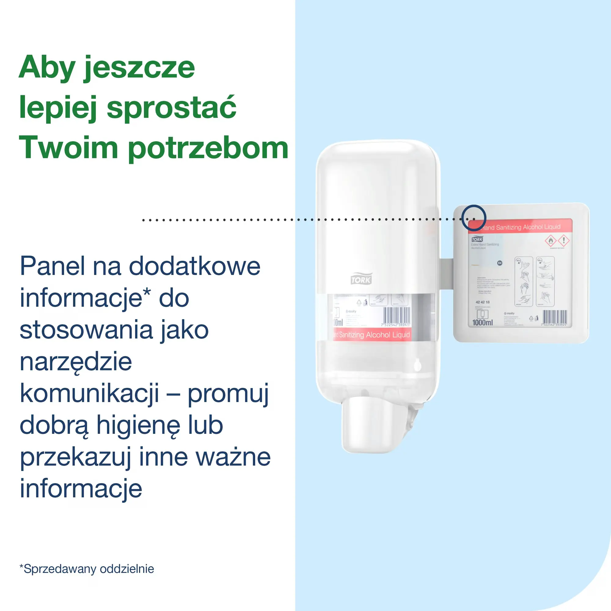Tork dozownik do mydła biały S4, panel na dodatkowe informacje promocyjne montowany z boku urządzenia