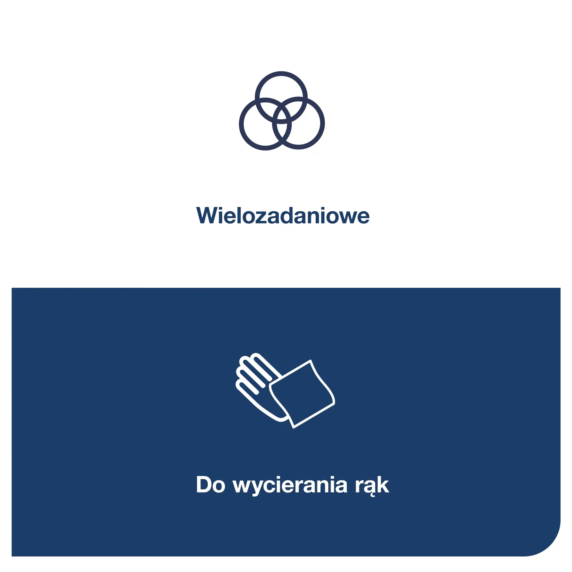 Tork czyściwo papierowe 130007, ikony zastosowania wielozadaniowego i do wycierania rąk